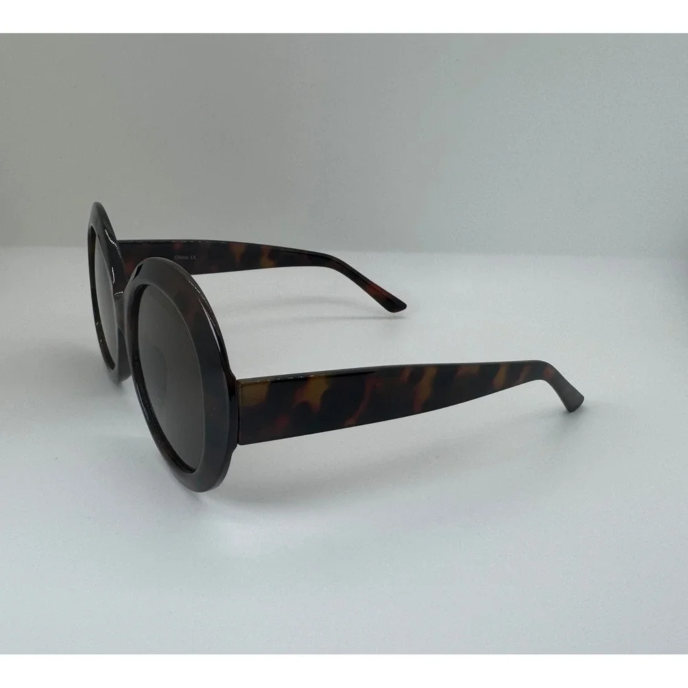 Oversized Round Tortoiseshell Sunglasses Retro Large Frame Brown Lens‎